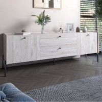 Тумба під телевізор з шухлядами LION Wood з чорними ніжками 160x40x65 см Самоа Димчастий (LION-043134)