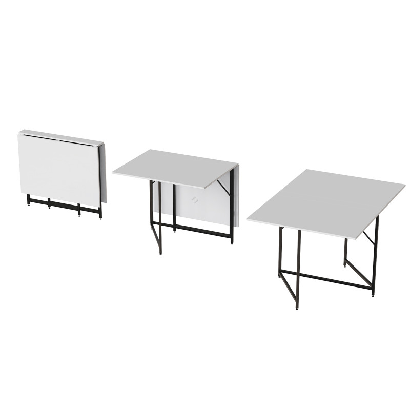 Стол трансформер книжка Вуди Ferrum-decor 75x130x90 Черный металл ДСП Белый 16 мм (FRD-106749)