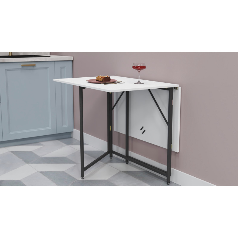 Стол трансформер книжка Вуди Ferrum-decor 75x130x90 Черный металл ДСП Белый 16 мм (FRD-106749)