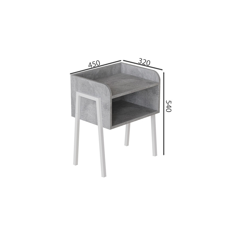Тумба модульна Ferrum-decor Джузі 540x450x320 метал Білий ДСП Бетон 16 мм (FRD-102981)