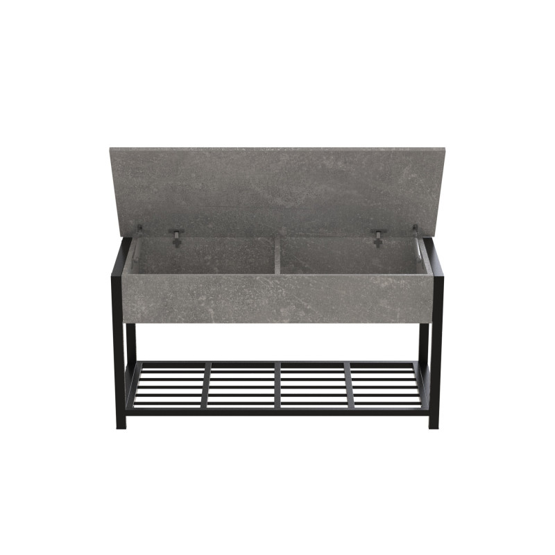 Банкетка с ящиком Ferrum-decor Дрейк 1 550x1000x400 металл Черный ДСП Бетон 16 мм (FRD-103051)