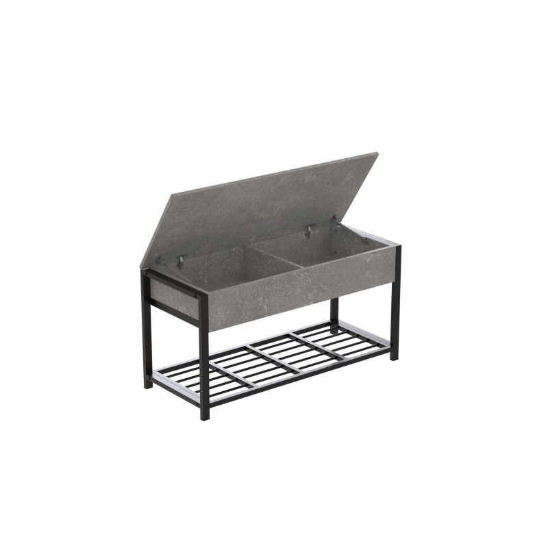 Банкетка с ящиком Ferrum-decor Дрейк 1 550x1000x400 металл Черный ДСП Бетон 16 мм (FRD-103051)