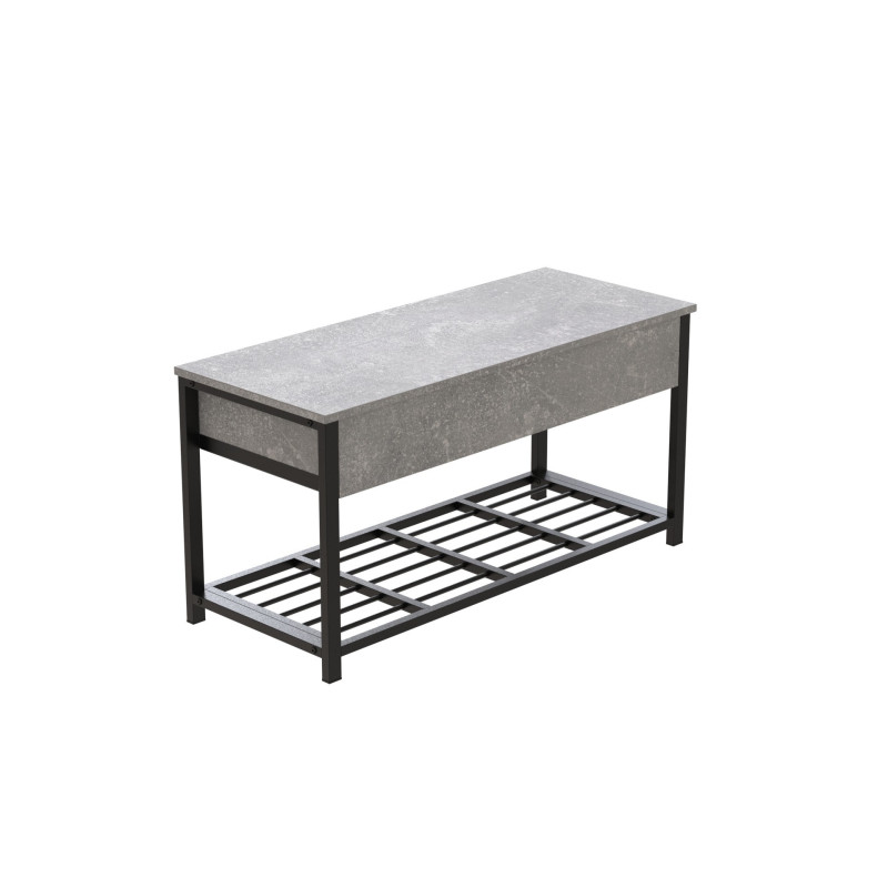 Банкетка с ящиком Ferrum-decor Дрейк 1 550x1000x400 металл Черный ДСП Бетон 16 мм (FRD-103051)
