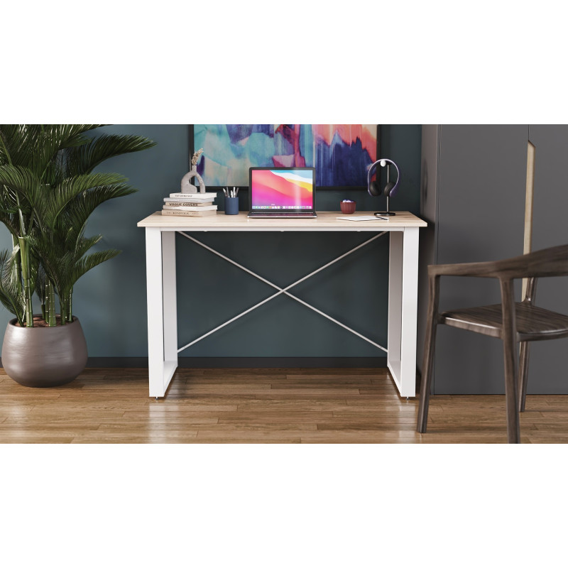 Письмовий стіл Ferrum-decor Драйв 750x1000x600 Білий метал ДСП Дуб Сан-Марино 32 мм (FRD-103311)