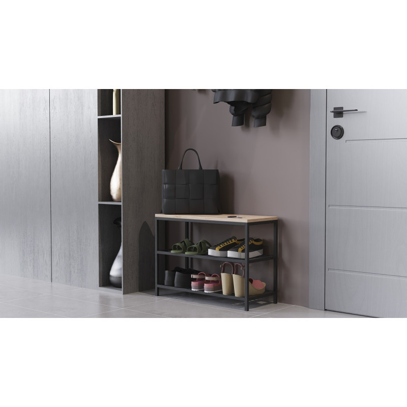 Банкетка универсальная Ferrum-decor Слайм 45x63x26 черный ДСП Дуб Сан-Марино 16мм (FRD-104071)