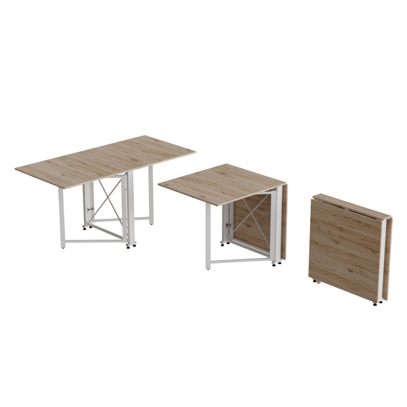 Стол-книжка трансформер Орион 2 Ferrum-decor 750x1520x730 Белый металл ДСП Дуб Сан-Марино 16 мм (FRD-104591)