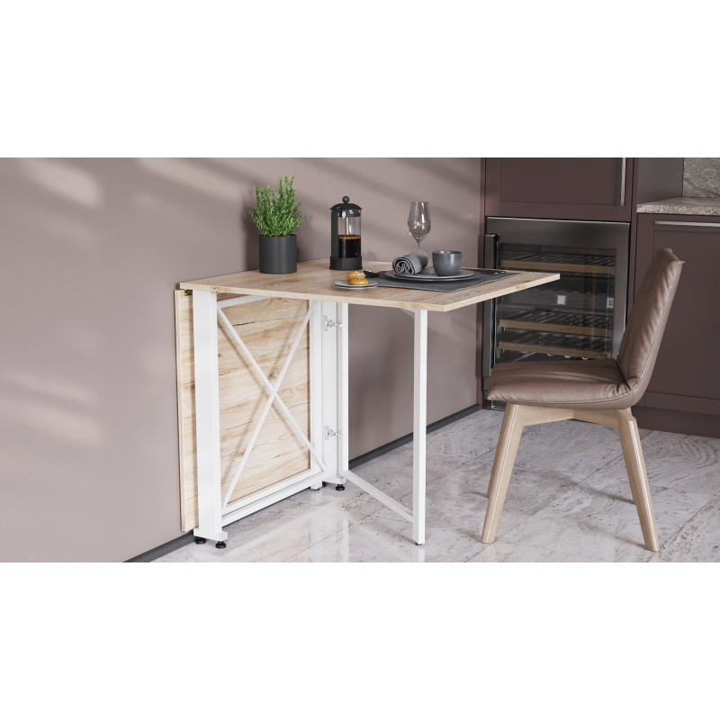 Стол-книжка трансформер Орион 2 Ferrum-decor 750x1520x730 Белый металл ДСП Дуб Сан-Марино 16 мм (FRD-104591)