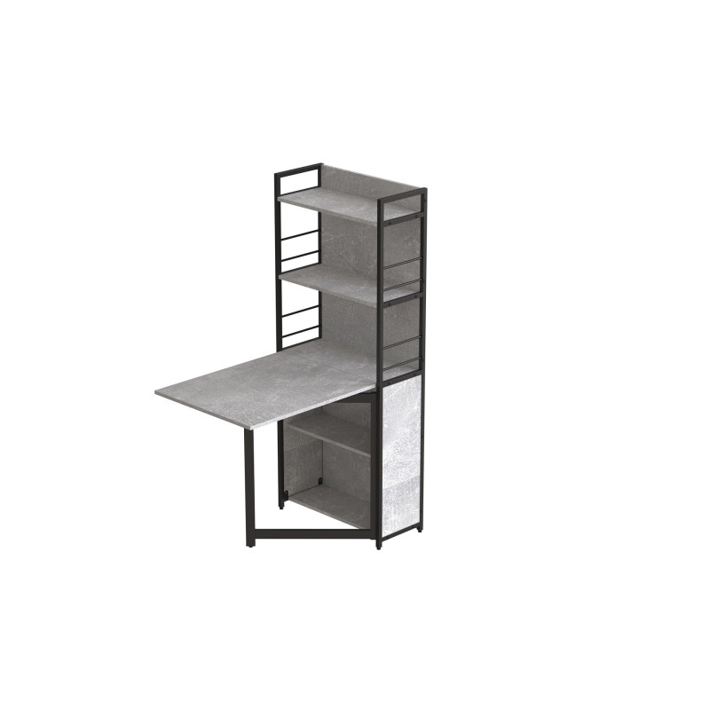 Стол книжка с этажеркой Практик 2 Ferrum-decor 1555x640x990 Черный металл ДСП Бетон 16 мм (FRD-104631)