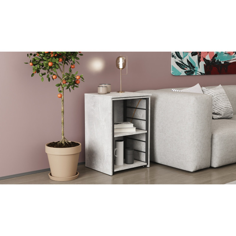 Стол-тумба трансформер Смарт 2/1 Ferrum-decor 750x1450x500 Черный металл ДСП Бетон 16 мм (FRD-105101)