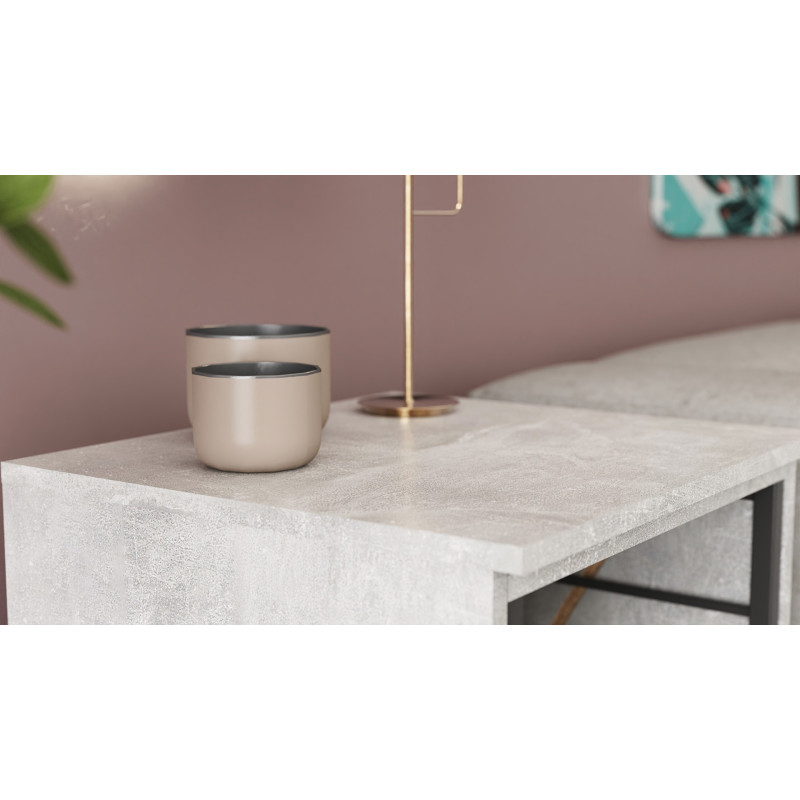Стол-тумба трансформер Смарт 2/1 Ferrum-decor 750x1450x500 Черный металл ДСП Бетон 16 мм (FRD-105101)