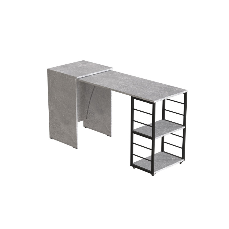 Стол-тумба трансформер Смарт 2/1 Ferrum-decor 750x1450x500 Черный металл ДСП Бетон 16 мм (FRD-105101)