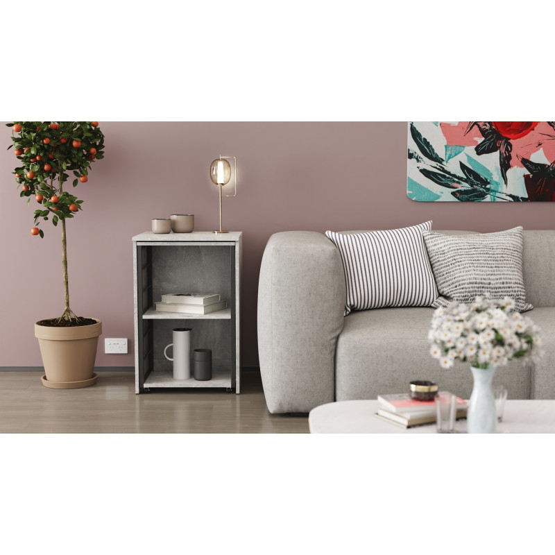 Стол-тумба трансформер Смарт 2/1 Ferrum-decor 750x1450x500 Черный металл ДСП Бетон 16 мм (FRD-105101)
