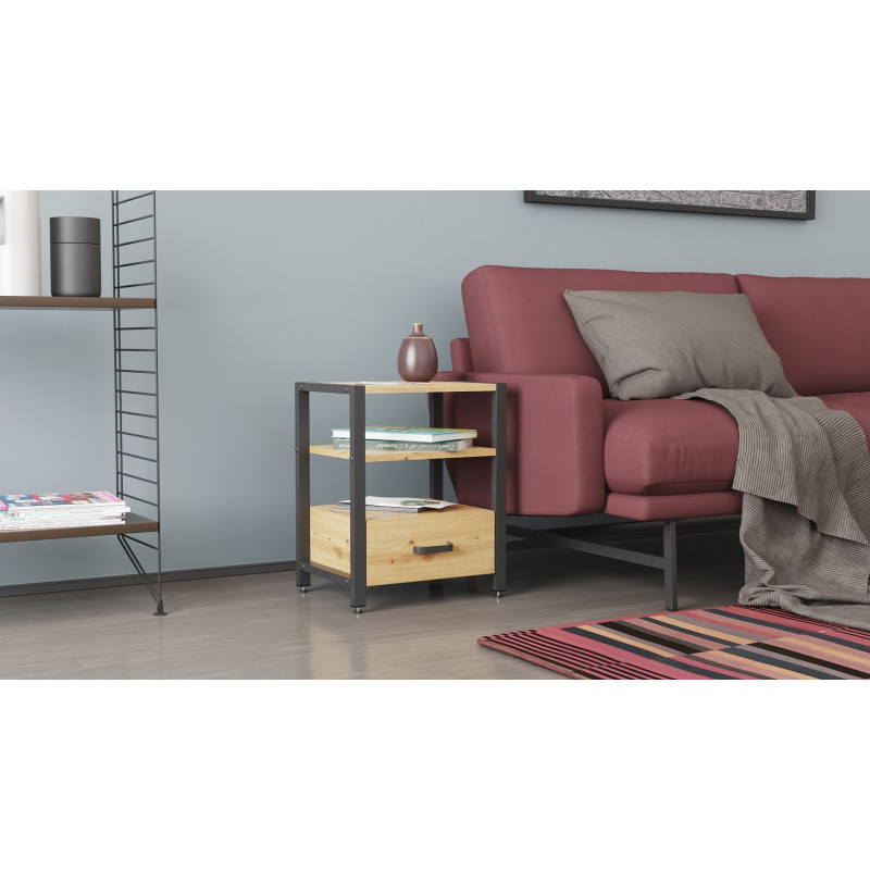 Тумба універсальна Ferrum-decor Вів'єн 1/1 50x41x40 чорний ДСП Дуб Артизан 16мм (FRD-104141)