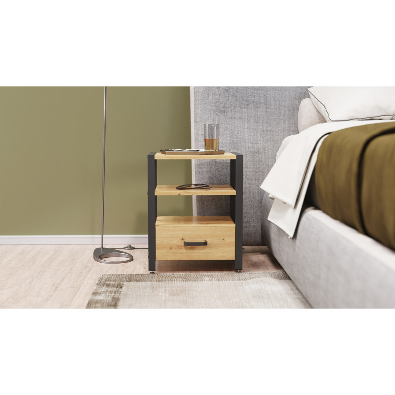 Тумба універсальна Ferrum-decor Вів'єн 1/1 50x41x40 чорний ДСП Дуб Артизан 16мм (FRD-104141)