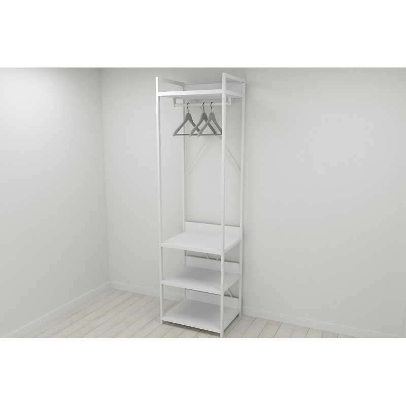 Шафа Гардероб Уні секція 3 серії Конект Ferrum-decor 220x60x50см Білий метал ДСП Білий 32 мм (FRD-104531)