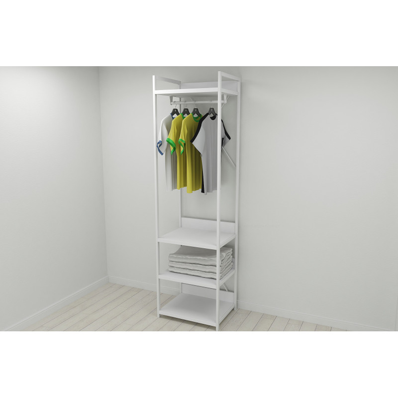 Шафа Гардероб Уні секція 3 серії Конект Ferrum-decor 220x60x50см Білий метал ДСП Білий 32 мм (FRD-104531)