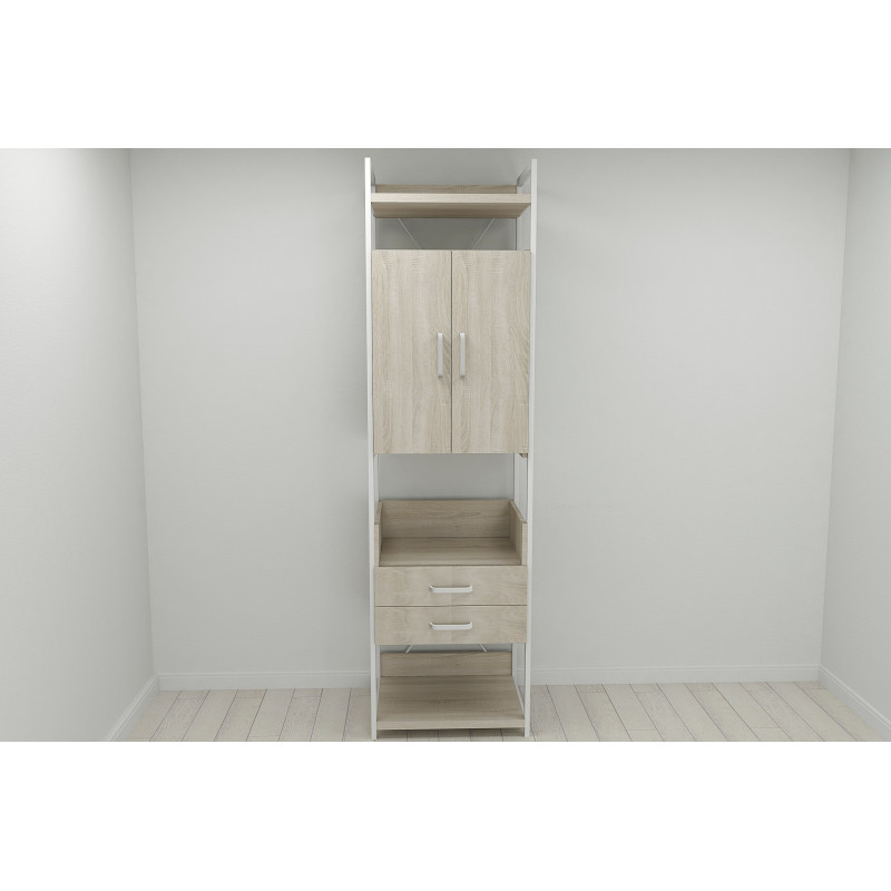 Шафа Гардероб Уні секція 5 серії Конект Ferrum-decor 220x60x50см Білий метал ДСП Дуб Сонома 32 мм (FRD-104521)