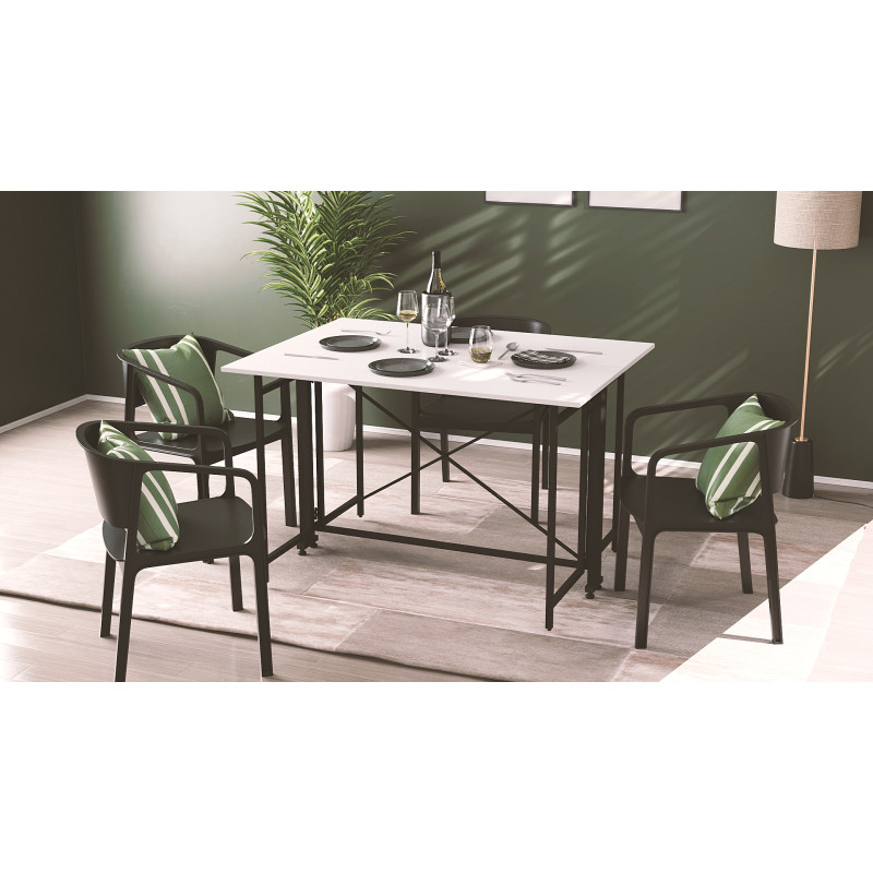 Стол-книжка трансформер Орион 3 Ferrum-decor 750x1150x880 Черный металл ДСП Белое 16 мм (FRD-105081)