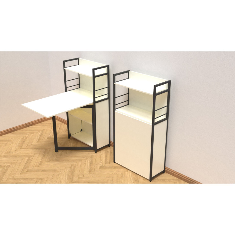 Стіл книжка з етажеркою Практик 1 Ferrum-decor 1200x640x990 Чорний метал ДСП Біле 16 мм (FRD-104611)