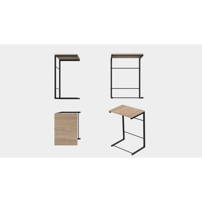 Столик приставний Террі Ferrum-decor 650x440x330 Чорний метал ДСП Дуб Сонома 16 мм (FRD-104651)
