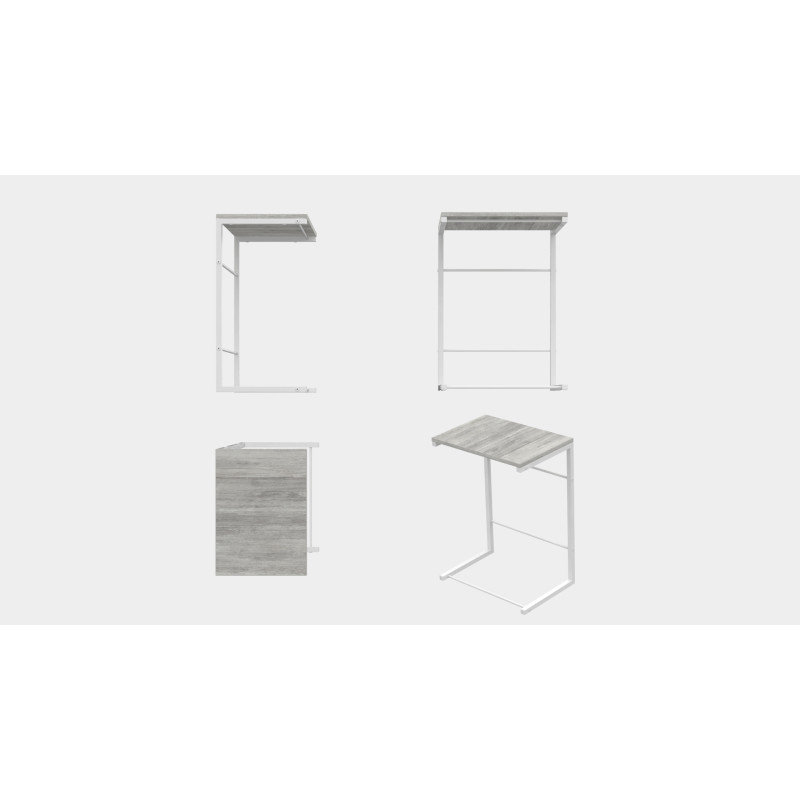 Столик приставний Террі Ferrum-decor 650x440x330 Білий метал ДСП Бетон 16 мм (FRD-104661)