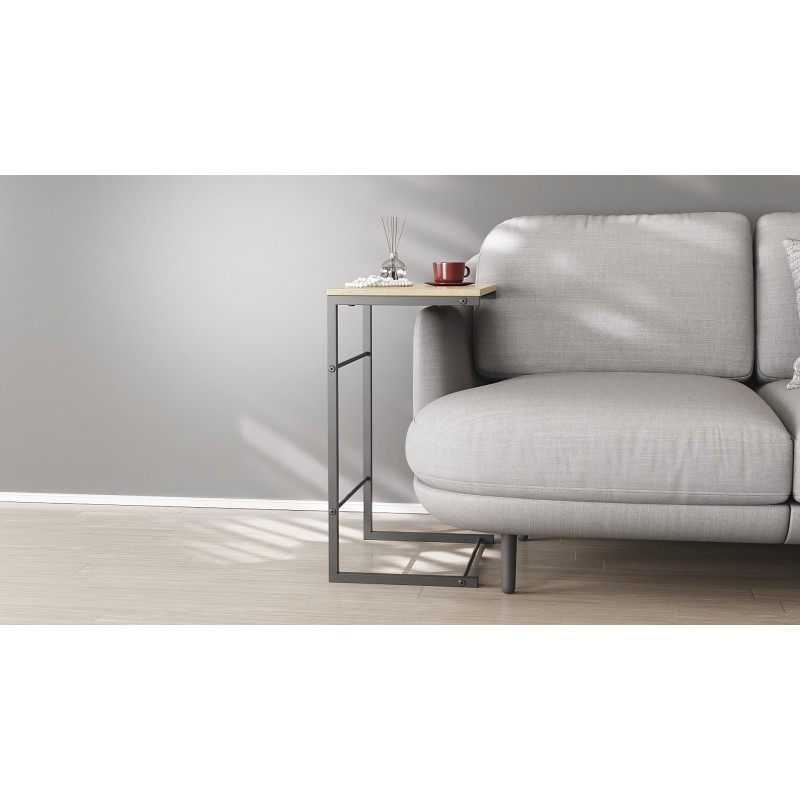 Столик приставний Террі Ferrum-decor 650x440x330 Чорний метал ДСП Дуб Сонома 16 мм (FRD-104651)