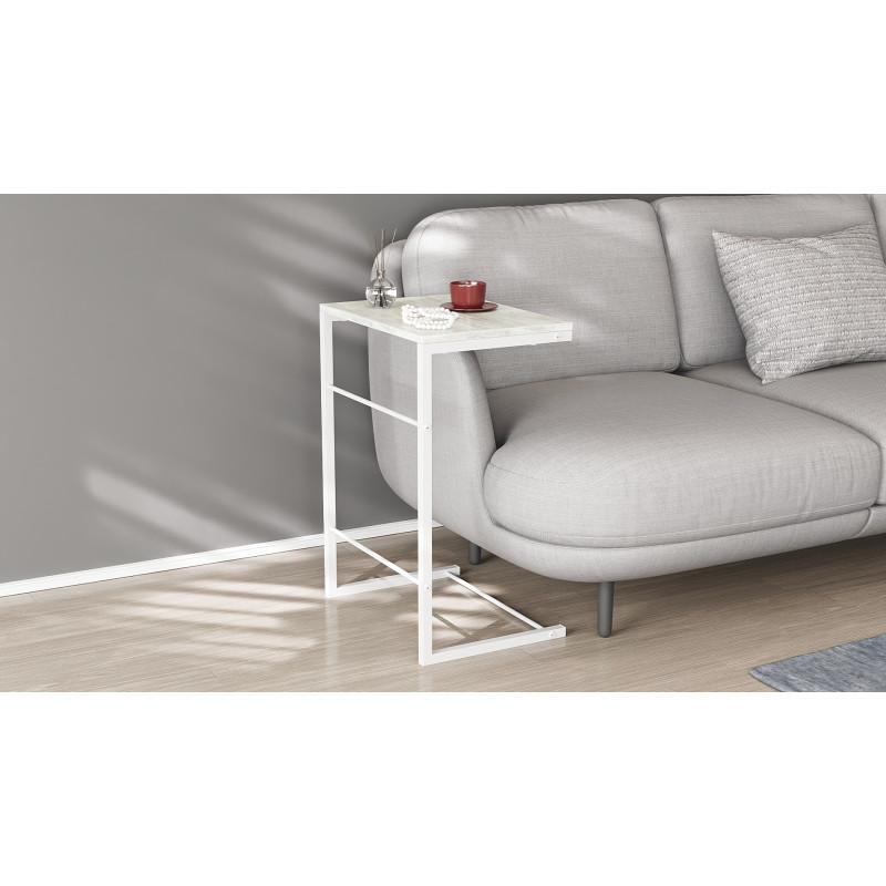 Столик приставний Террі Ferrum-decor 650x440x330 Білий метал ДСП Бетон 16 мм (FRD-104661)