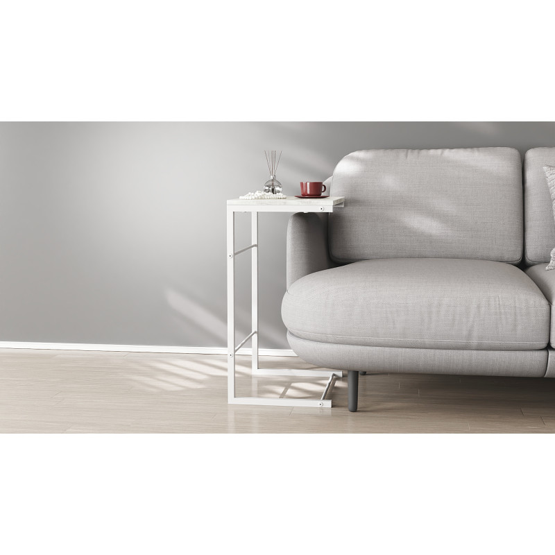Столик приставний Террі Ferrum-decor 650x440x330 Білий метал ДСП Бетон 16 мм (FRD-104661)