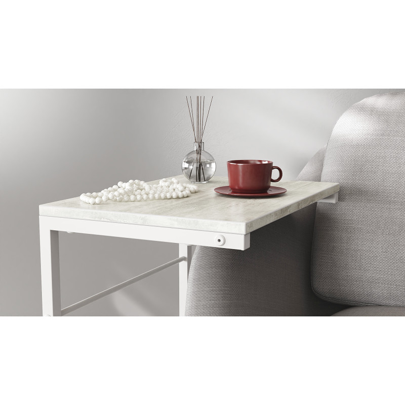 Столик приставний Террі Ferrum-decor 650x440x330 Білий метал ДСП Бетон 16 мм (FRD-104661)