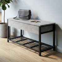 Банкетка с ящиком Ferrum-decor Дрейк 1 550x1000x400 металл Черный ДСП Бетон 16 мм (FRD-103051)