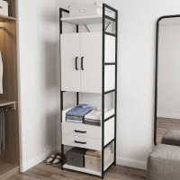 Шафа Гардероб Уні секція 5 серії Конект Ferrum-decor 220x60x50см Чорний метал ДСП Білий 32 мм (FRD-104511)
