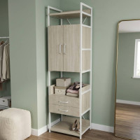 Шафа Гардероб Уні секція 5 серії Конект Ferrum-decor 220x60x50см Білий метал ДСП Дуб Сонома 32 мм (FRD-104521)