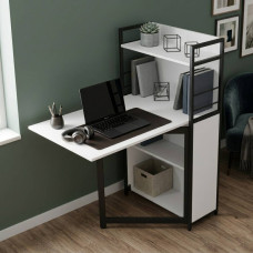 Стол книжка с этажеркой Практик 1 Ferrum-decor 1200x640x990 Черный металл ДСП Белое 16 мм (FRD-104611)