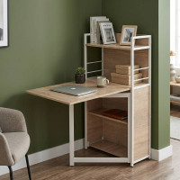 Стол книжка с этажеркой Практик 1 Ferrum-decor 1200x640x990 Белый металл ДСП Дуб Сонома 16 мм (FRD-104621)