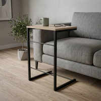 Столик приставний Террі Ferrum-decor 650x440x330 Чорний метал ДСП Дуб Сонома 16 мм (FRD-104651)