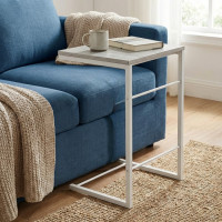 Столик приставний Террі Ferrum-decor 650x440x330 Білий метал ДСП Бетон 16 мм (FRD-104661)