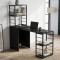 Стол-тумба трансформер Смарт 3/1 с этажеркой Ferrum-decor 1430x1450x500 Черный металл ДСП Сосна Кембра 16 мм (FRD-105111)