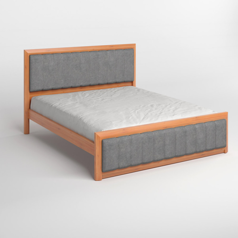 Двоспальне дерев'яне ліжко Mebigrand Барселона Б1 Яблуня/Аляска 93 (Сірий) 140х200 см (MBG-11758)