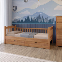 Дитяче ліжко Mebigrand Каріна-2 Вільха 80х190 см із заднім бортиком та ящиками (MBG-16466)