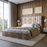 Двуспальная кровать с подъемным механизмом LION Нино 160x200 см SILK 105 (Шоколадный) (LION-045055)