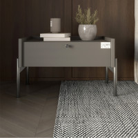 Тумба приліжкова LION Wood з однією шухлядою Антрацит (чорні ножки) (LION-041305)