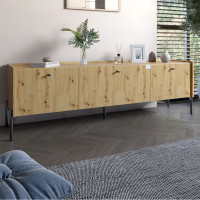 Тумба под телевизор на 3 ящика LION Wood с черными ножками 180x50x40 см Дуб Артизан (LION-043098)