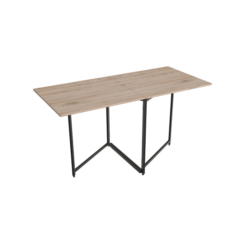 Стол трансформер книга Панама Ferrum-decor 75x148x68 Черный металл ДСП Дуб Сан-Марино 16 мм (FRD-106830)