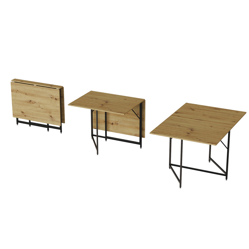 Стол трансформер книжка Вуди Ferrum-decor 75x130x90 Черный металл ДСП Дуб Артизан 16 мм (FRD-106750)