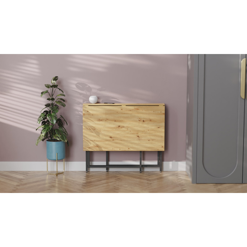 Стол трансформер книжка Вуди Ferrum-decor 75x130x90 Черный металл ДСП Дуб Артизан 16 мм (FRD-106750)