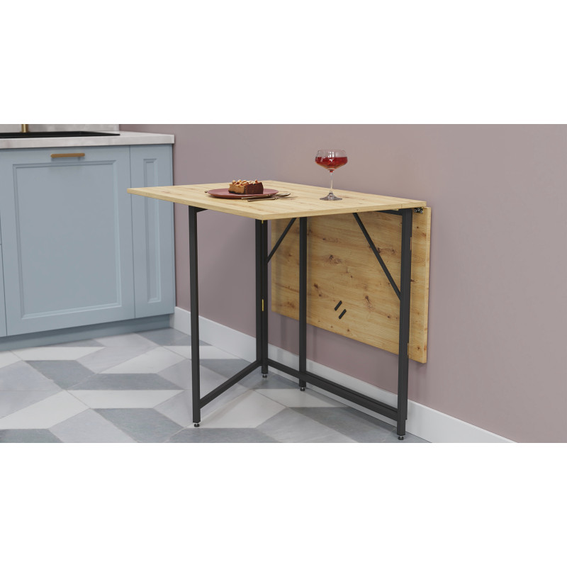 Стол трансформер книжка Вуди Ferrum-decor 75x130x90 Черный металл ДСП Дуб Артизан 16 мм (FRD-106750)