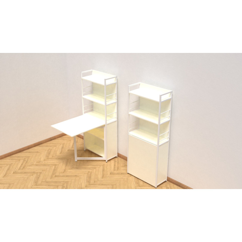 Стол книжка с этажеркой Практик 2 Ferrum-decor 1555x640x990 Белый металл ДСП Белое 16 мм (FRD-104632)