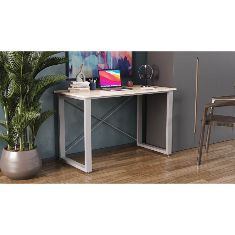 Письмовий стіл Ferrum-decor Драйв 750x1000x600 Білий метал ДСП Дуб Сан-Марино 16 мм (FRD-103102)
