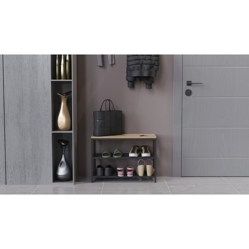 Банкетка универсальная Ferrum-decor Слайм 45x63x26 черный ДСП Дуб Сонома 16мм (FRD-104072)