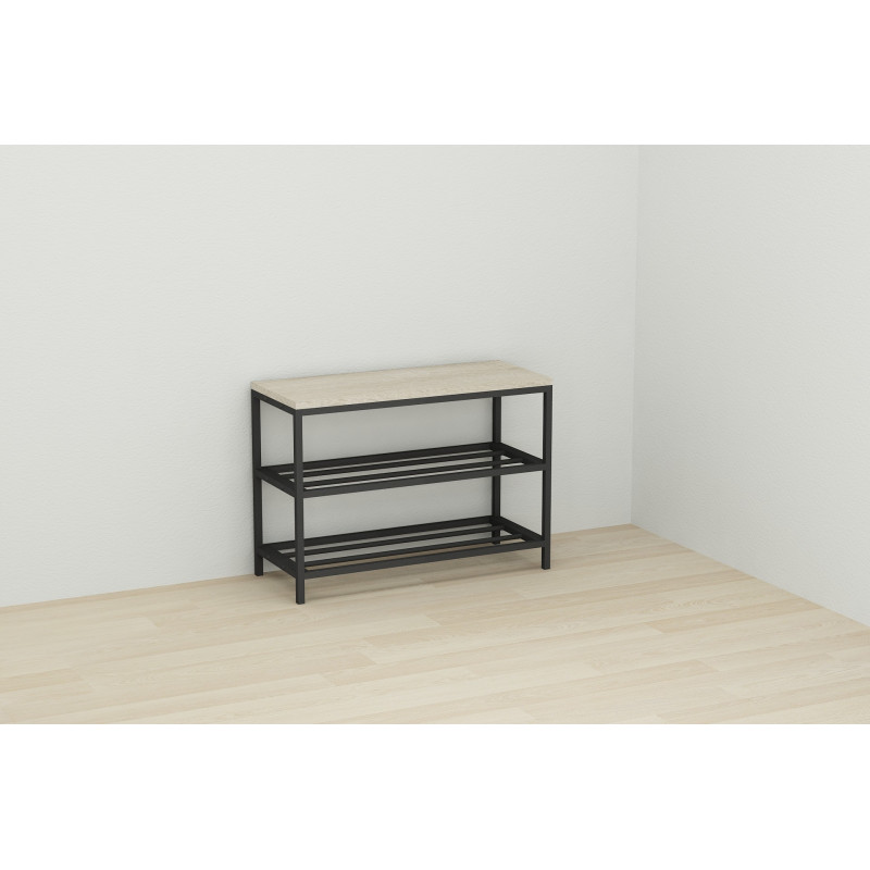 Банкетка универсальная Ferrum-decor Слайм 45x63x26 черный ДСП Дуб Сонома 16мм (FRD-104072)